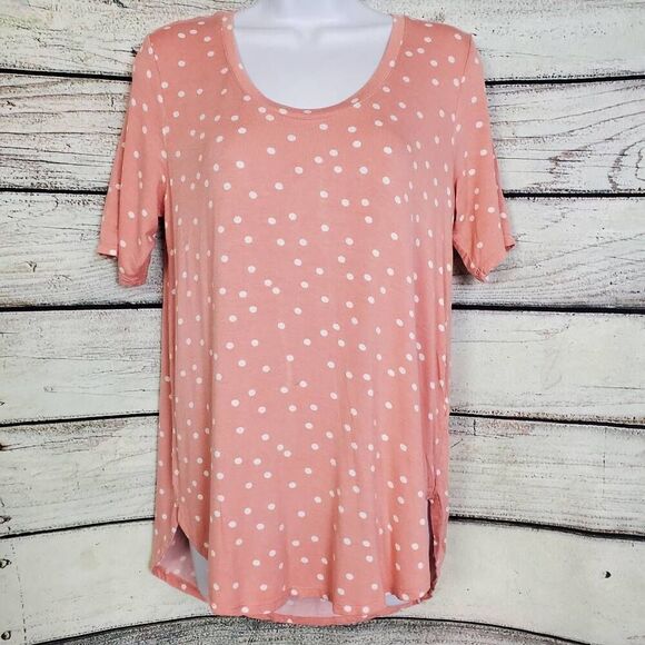 Maurice 24/7 Comfort Apparel Women’s Pink White Polka Dot Tee Size M - Picture 2 of 8